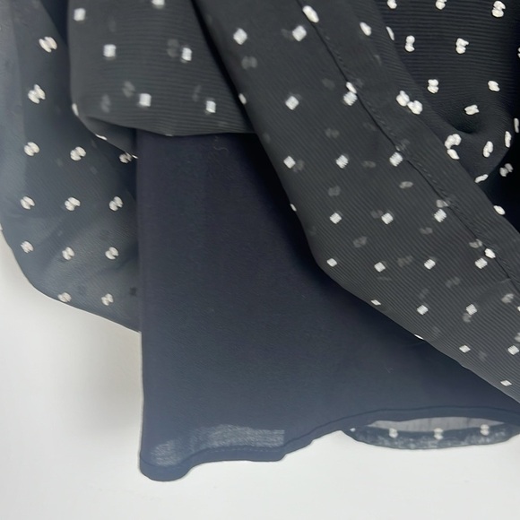 Maje Modern Pleated Allover Black & White Polka Dot Print Shift Mini Dress Small - Picture 10 of 11